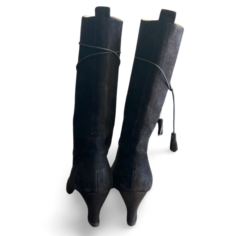 🔻1800$ ESCADA Vintage Black Victorian Witch Granny Suede Lace-Up Boots Size 7.5 - Picture 3 of 6